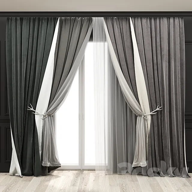 Curtains with moldings 524C 3D Model Curtains with moldings 524C 3D Model
