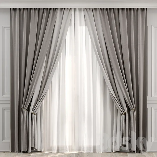 Curtains with moldings 527C 3D Model Curtains with moldings 527C 3D Model
