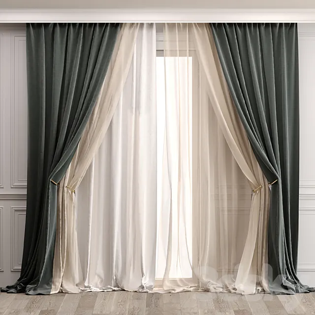 Curtains with moldings 529C 3D Model Curtains with moldings 529C 3D Model