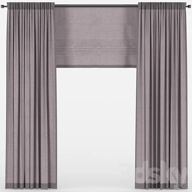 Curtains with roman 3D Model Curtains with roman 3D Model