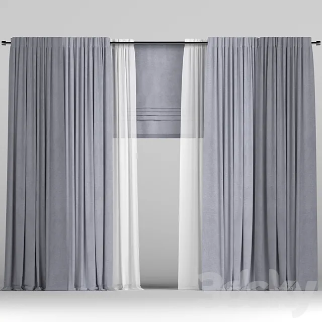 Curtains with roman and tulle. 3D Model Curtains with roman and tulle. 3D Model