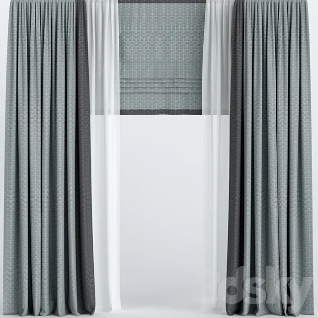 Curtains with Roman and tulle. 3DModel Curtains with Roman and tulle. 3DModel