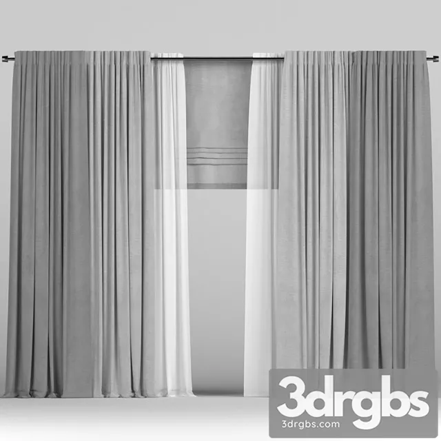 Curtains with roman and tulle_2 3D Model Download