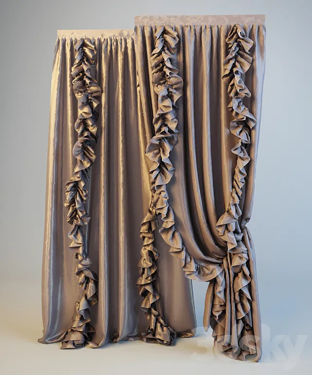Curtains with Ruffles 3DModel