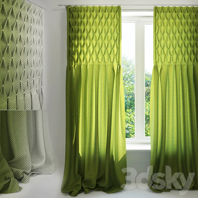 Curtains with tucks 3DModel