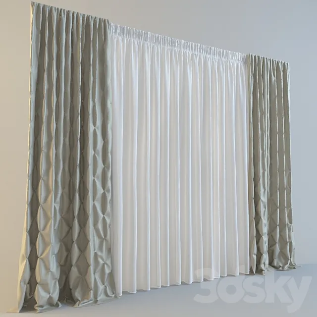 curtains with tucks 3DModel