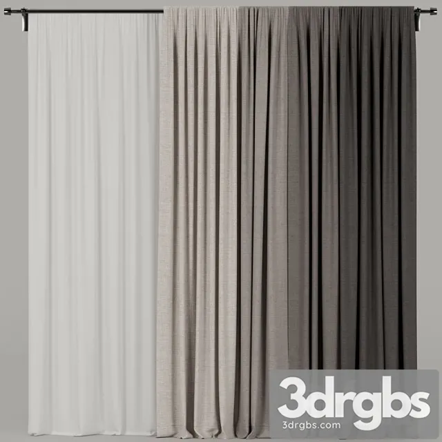 Curtains with tulle 2 2 3D Model Download