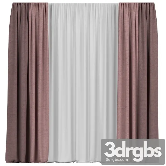 Curtains With Tulle 2 3D Model Download