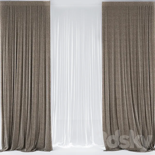 Curtains with tulle # 2 3DModel