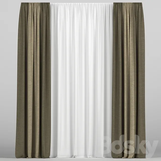 Curtains with tulle 3D Model Curtains with tulle 3D Model
