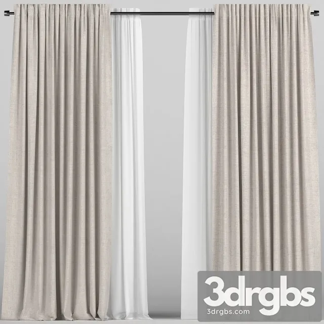 Curtains With Tulle 3D Model Download