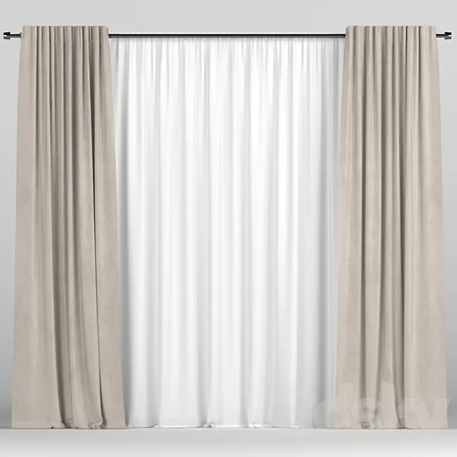 Curtains with tulle 3DModel