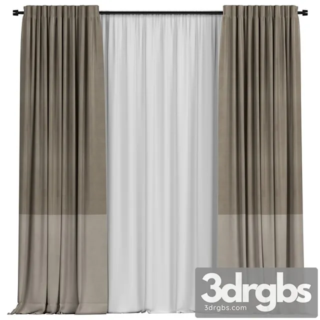 Curtains With Tulle In Two Colors 15 3D Model Download