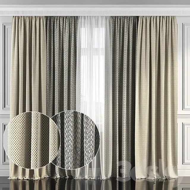 Curtains with window 113 3D Model Curtains with window 113 3D Model