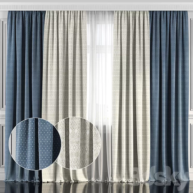 Curtains with window 134 3D Model Curtains with window 134 3D Model