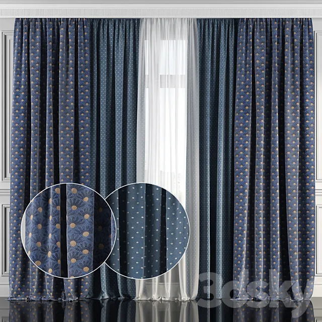 Curtains with window 144 3D Model Curtains with window 144 3D Model