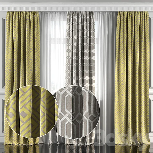 Curtains with window 155 3DModel Curtains with window 155 3DModel