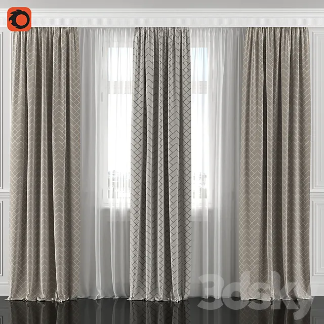 Curtains with window 162C 3DModel Curtains with window 162C 3DModel