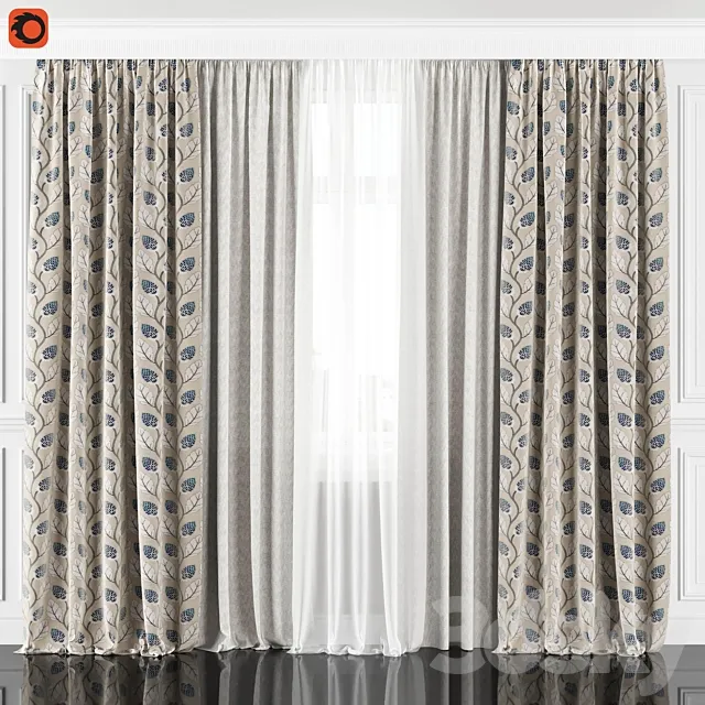 Curtains with window 182C 3D Model Curtains with window 182C 3D Model