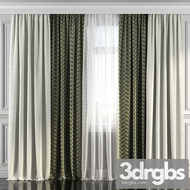 Curtains With Window 185 3D Model Download