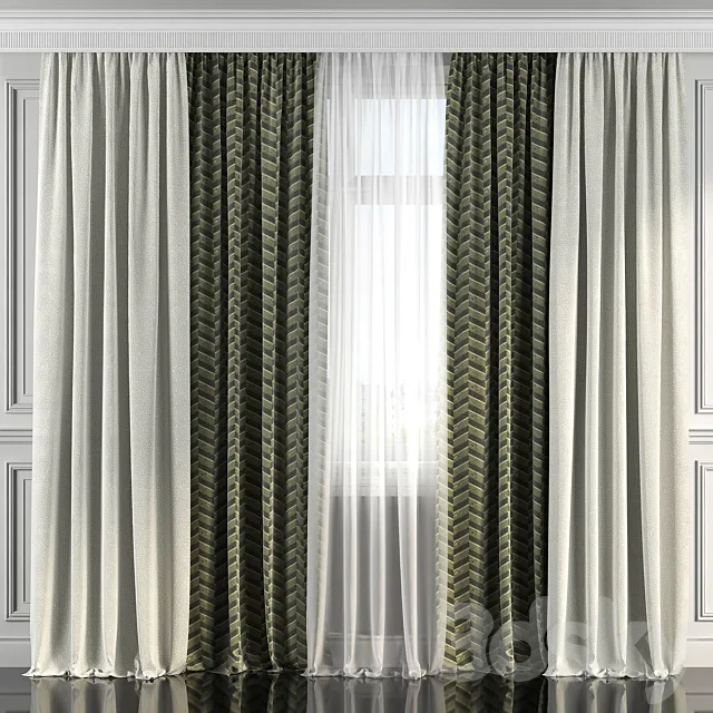 Curtains with window 185 3D Model Curtains with window 185 3D Model