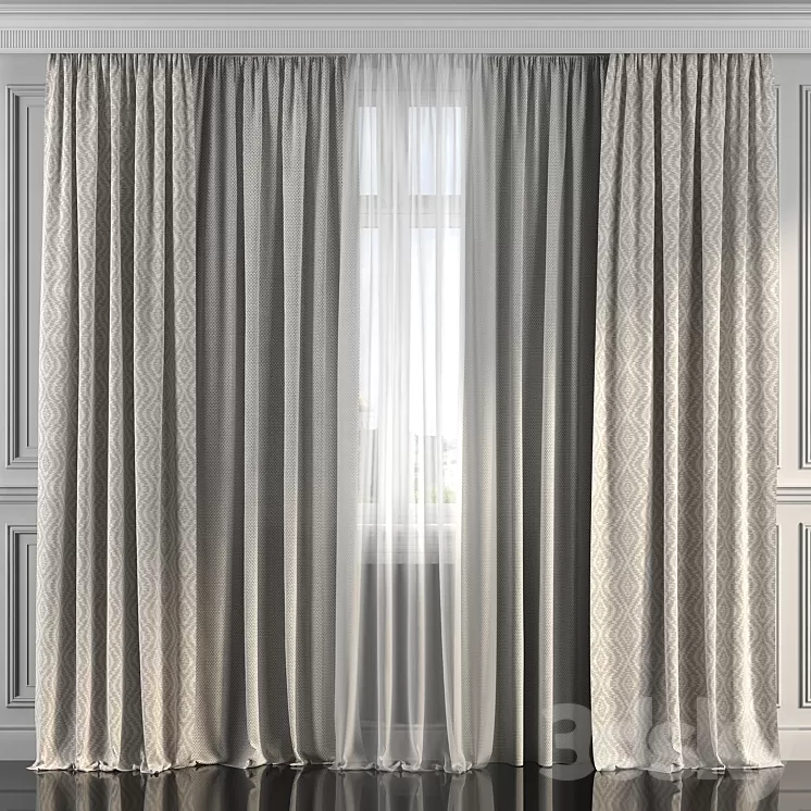 Curtains with window 190 3D Model Curtains with window 190 3D Model
