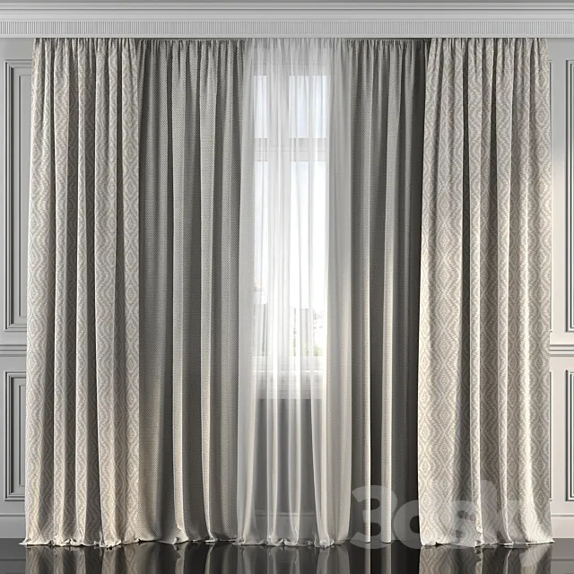 Curtains with window 190 3DModel Curtains with window 190 3DModel