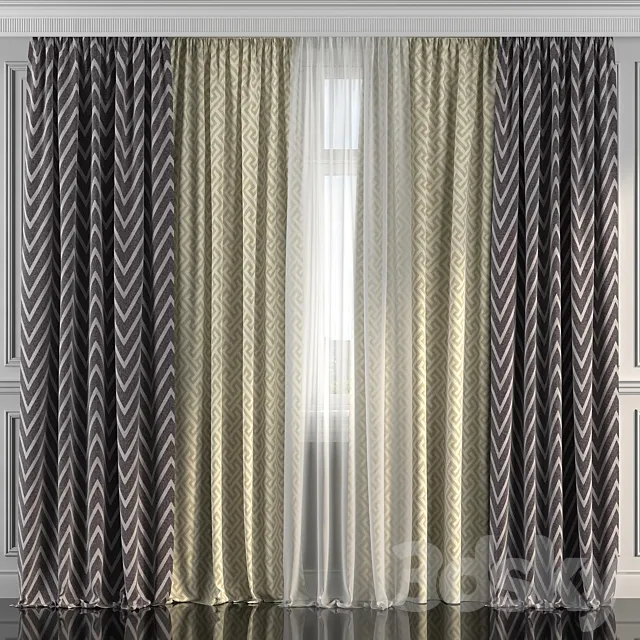 Curtains with window 195 3D Model Curtains with window 195 3D Model