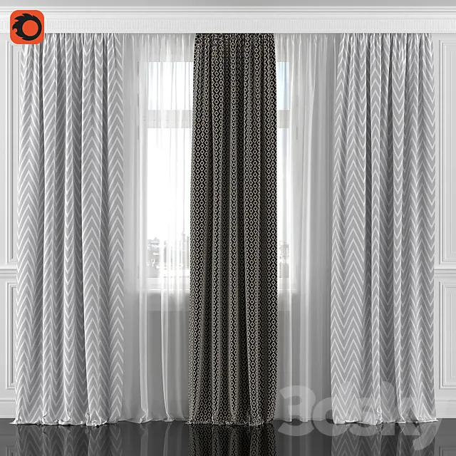 Curtains with window 196C 3DModel Curtains with window 196C 3DModel