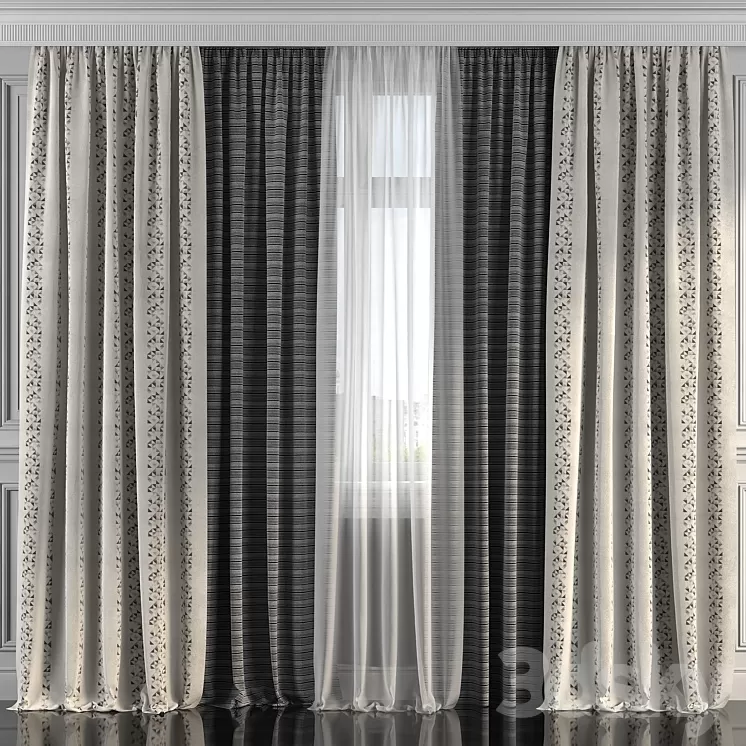 Curtains with window 233 3D Model Curtains with window 233 3D Model