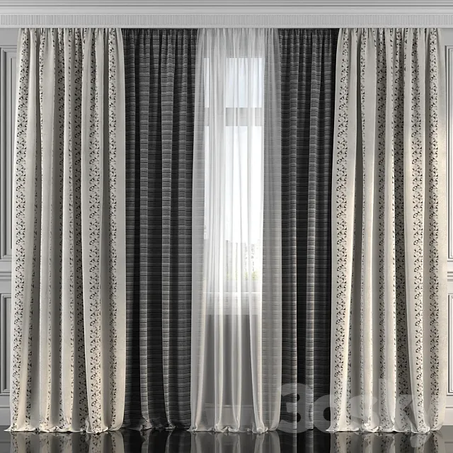 Curtains with window 233 3DModel