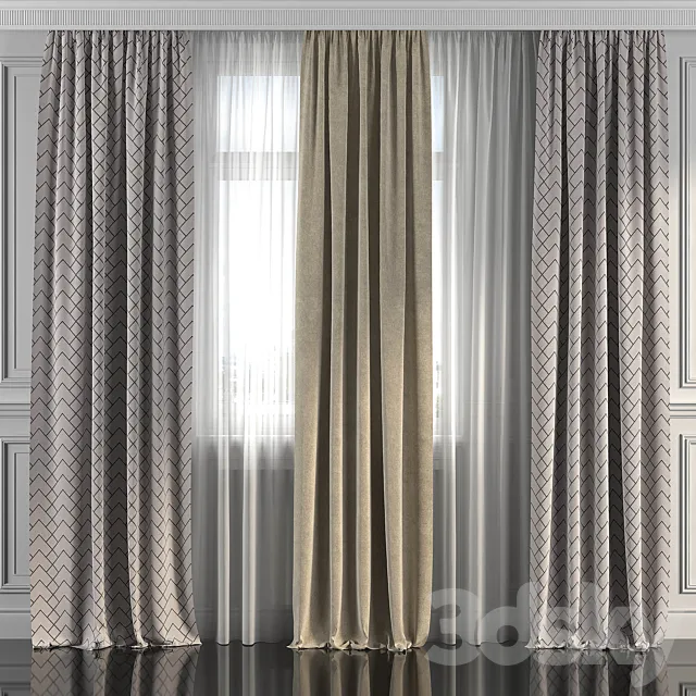 Curtains with window 283 3D Model Curtains with window 283 3D Model