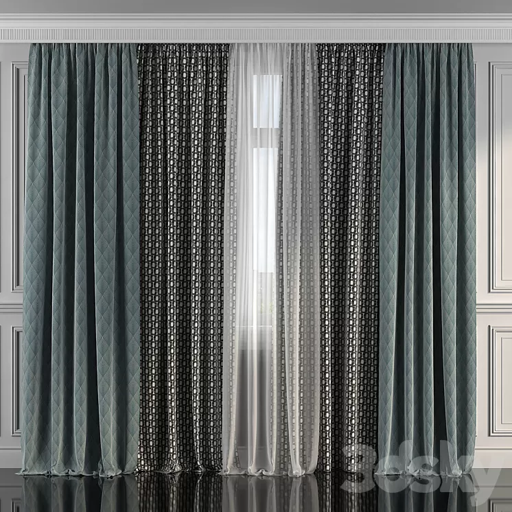 Curtains with window 286 3D Model Curtains with window 286 3D Model