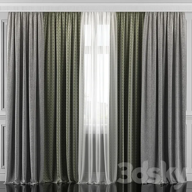 Curtains with window 305 3D Model Curtains with window 305 3D Model