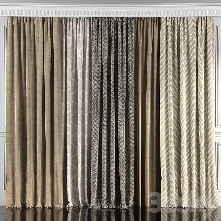 Curtains with window 45 3D Model Curtains with window 45 3D Model