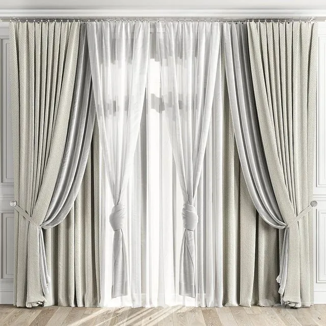 Curtains with window 510C 3D Model