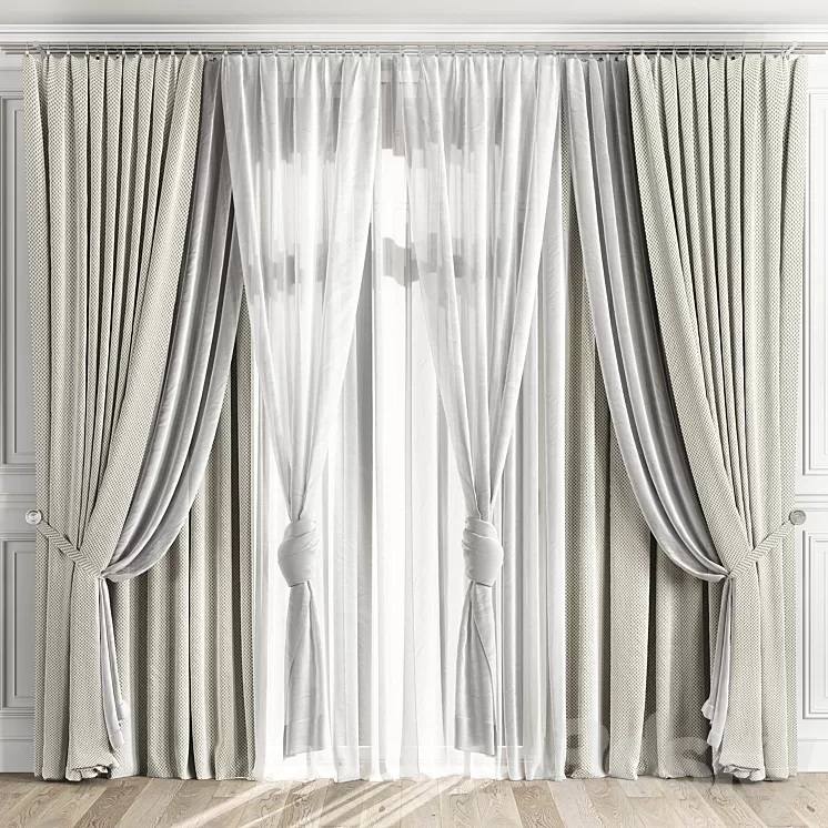 Curtains with window 510C 3D Model Free Download