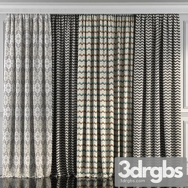 Curtains with window 90 3D Model Download