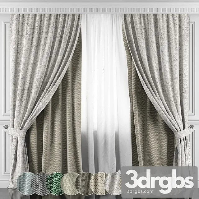 Curtains with window and moldings 366-371 Curtains with window and moldings 366-371