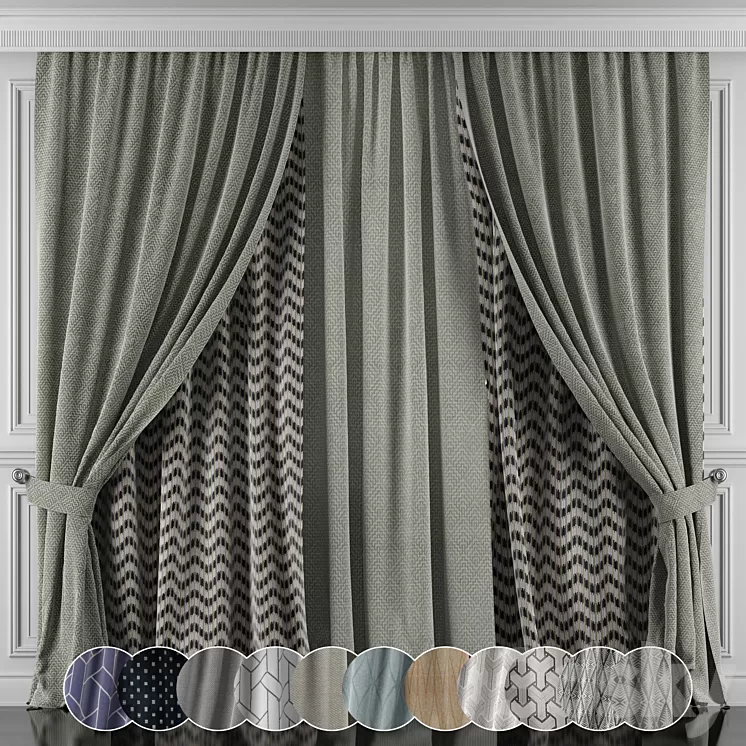 Curtains with window and moldings 426-431 3D Model Curtains with window and moldings 426-431 3D Model