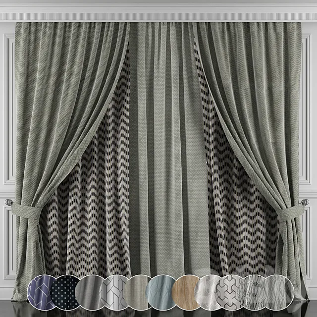 Curtains with window and moldings 426-431 3DModel Curtains with window and moldings 426-431 3DModel