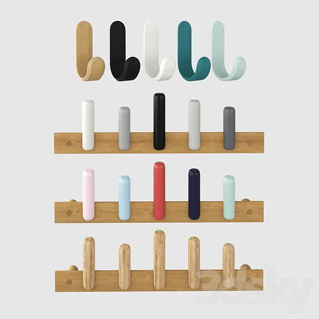 Curve Hook and Wall Hanger Play Coat 3D Model Curve Hook and Wall Hanger Play Coat 3D Model