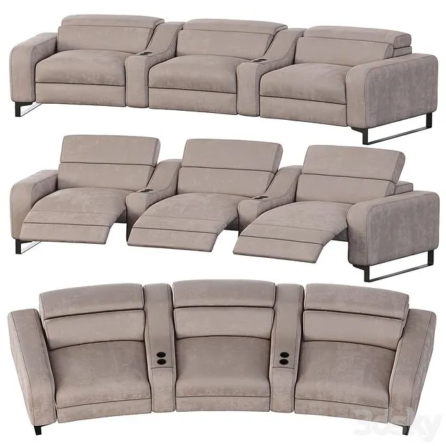 Curved cinema chair Lory Theater by Braccisofas 3D Model Curved cinema chair Lory Theater by Braccisofas 3D Model