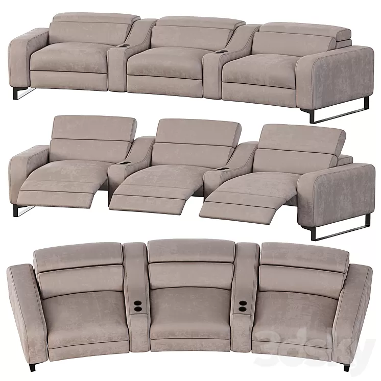 Curved cinema chair Lory Theater by Braccisofas 3D Model Free Download