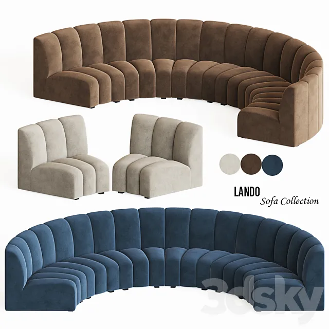 Curved Modular Sofa Eichholtz Lando 3D Model