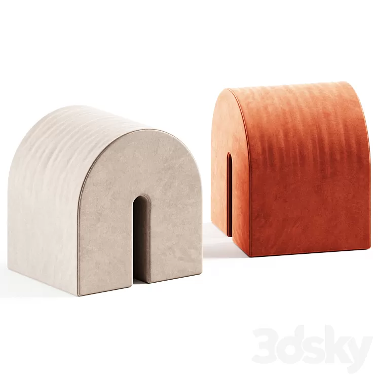 Curved Pouf by Kristina Dam Studio 3D Model Curved Pouf by Kristina Dam Studio 3D Model