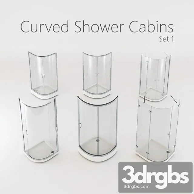 Curved Shower Cabins Set 1 3D Model Download