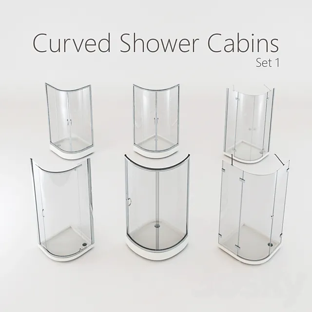 Curved Shower Cabins Set 1 3DModel Curved Shower Cabins Set 1 3DModel