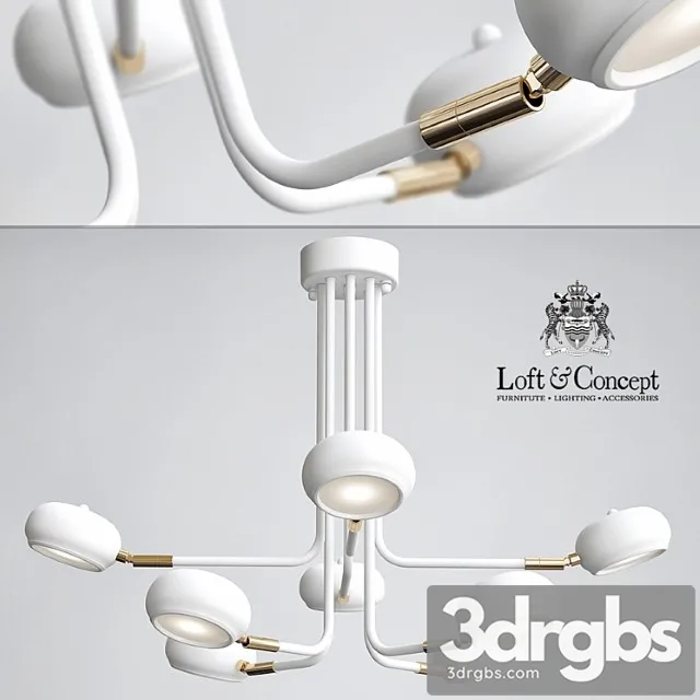 Curved stix chandelier 8 white 3D Model Download Curved stix chandelier 8 white 3D Model Download