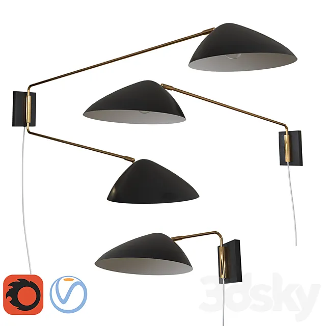 Curvilinear Mid-Century Sconce 3DModel